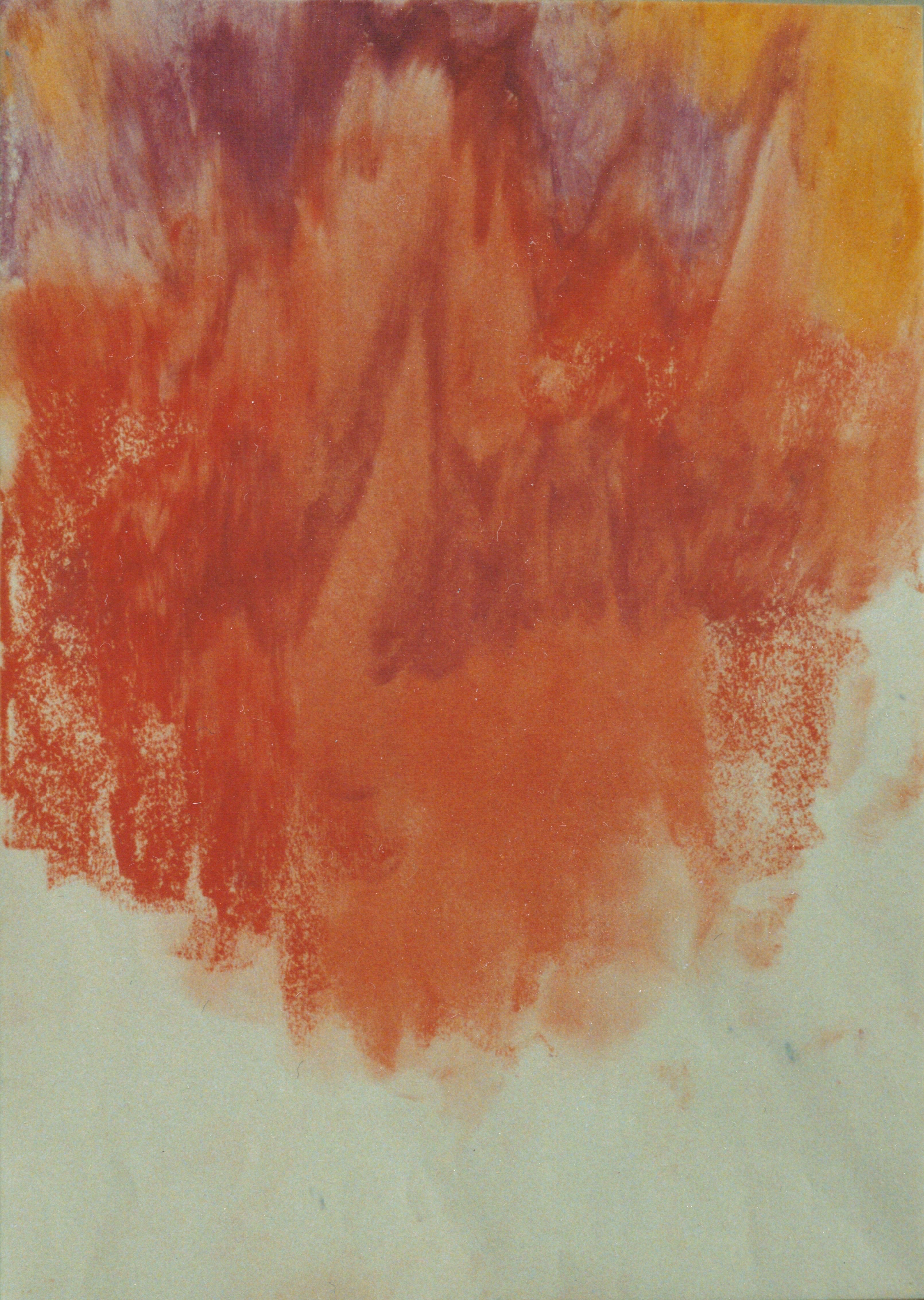 1998, Ondes chaudes, craie grasse maison sur papier, 30 x 40 cm. 