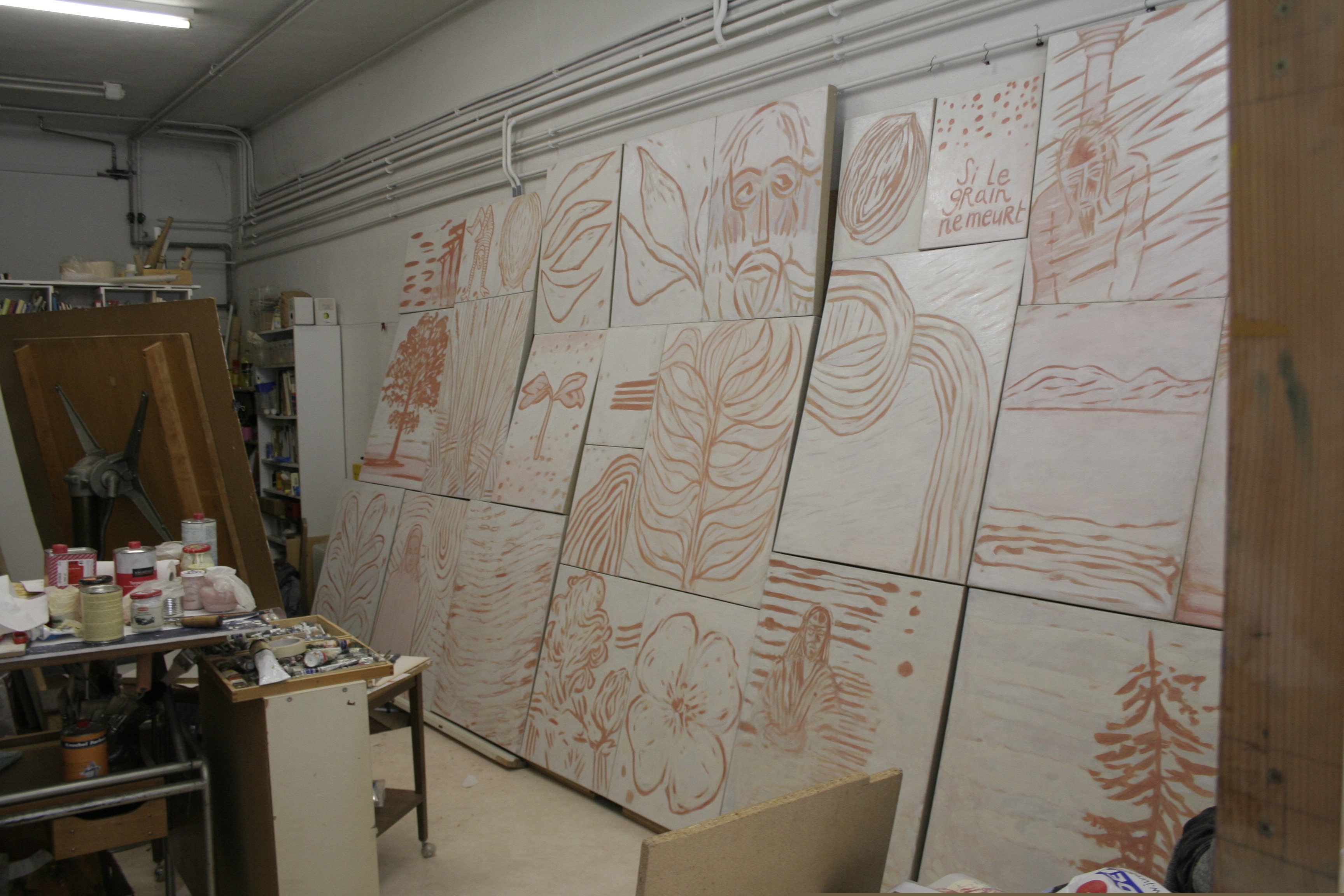 L'atelier avec la réalisation du Retable du Petit Grain, 2010.