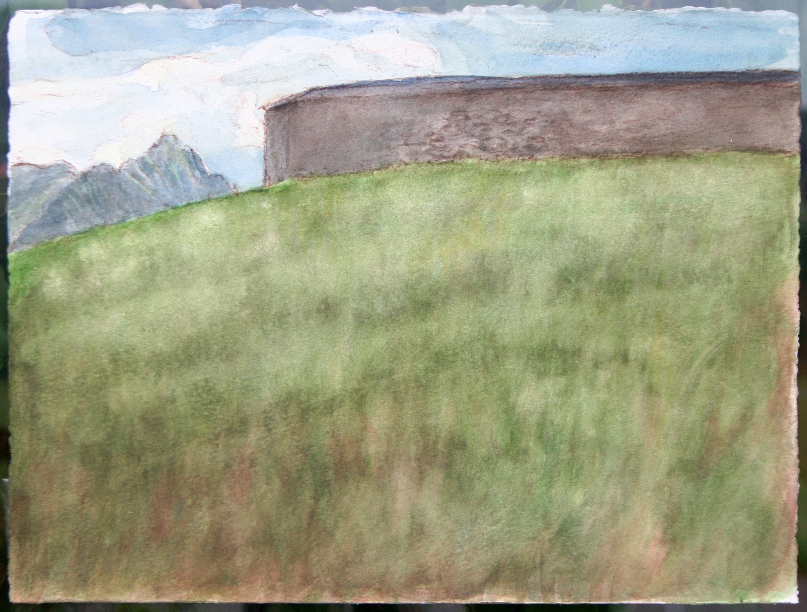 Vue du mur de la Valsainte, 2018, aquarelle, 30 x 40 cm